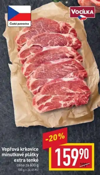 Billa Vepřová krkovice minutkové plátky extra tenké nabídka