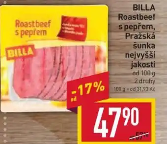 Billa BILLA Roastbeef s pepřem, Pražská šunka nejvyšší jakosti nabídka