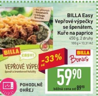 Billa BILLA Easy Vepřové výpečky se špenátem, Kuře na paprice nabídka