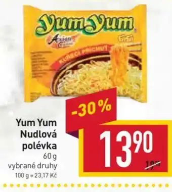 Billa Yum Yum Nudlová polévka nabídka
