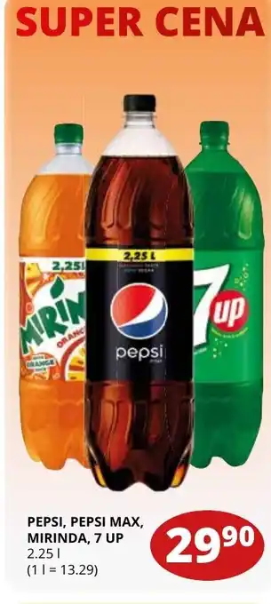 Flop PEPSI, PEPSI MAX, MIRINDA, 7 UP 2.25 L nabídka
