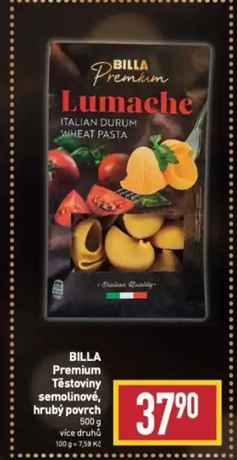 Billa BILLA Premium Těstoviny semolinové, hrubý povrch 500 g nabídka