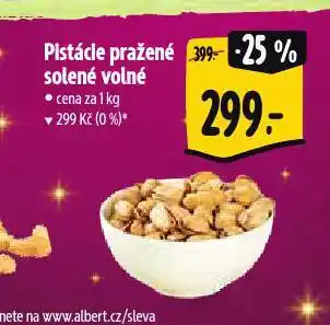 Albert Pistácie pražené a solené nabídka