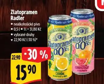 Albert Zlatopramen radler nabídka