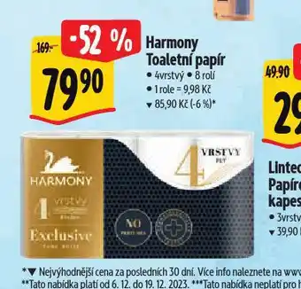 Albert Harmony toaletní papír nabídka