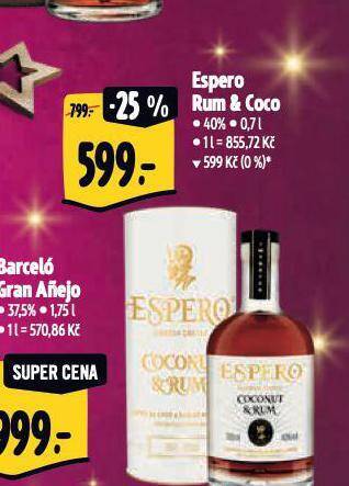 Albert Espero rum & coco nabídka
