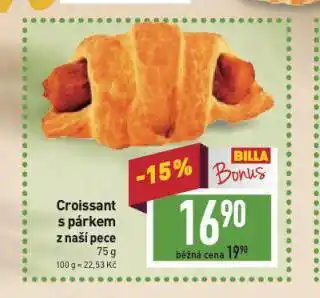 Billa Croissant s párkem nabídka