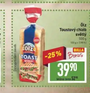 Billa Olz toustový chléb nabídka