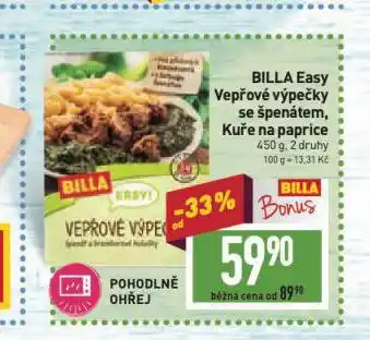 Billa Vepřové výpečky se špenátem nabídka
