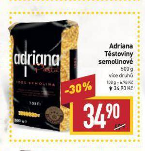 Billa Adriana těstoviny nabídka
