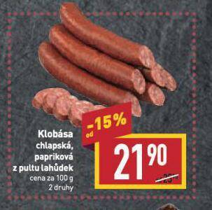 Billa Klobása papriková nabídka