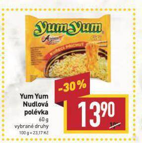 Billa Yumyum instantní nudlová polévka nabídka