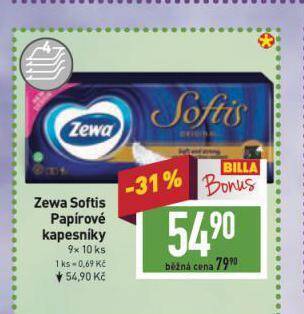 Billa Zewa papírové kapesníky nabídka