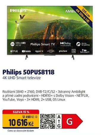 Datart Philips 50PUS8118 4K UHD Smart televize nabídka