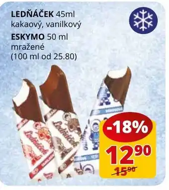 LEDŇÁČEK 45ml kakaový, vanilkový ESKYMO 50 ml mražené