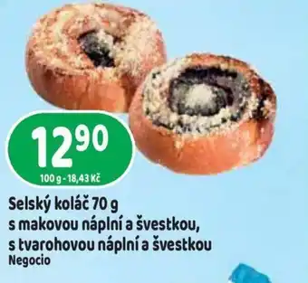 Selský koláč 70 g s makovou náplní a švestkou, s tvarohovou náplní a švestkou
