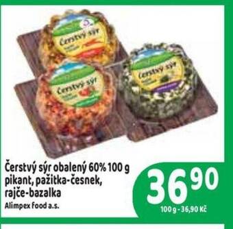 Brněnka Čerstvý sýr obalený 60% 100 g pikant, pažitka-česnek, rajče-bazalka nabídka