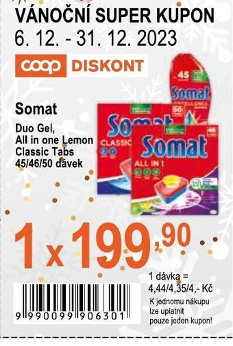 COOP DISKONT Somat Duo Gel, All in one Lemon Classic Tabs nabídka