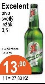 COOP DISKONT Excelent pivo světlý ležák 0.5 l. nabídka
