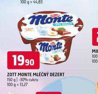 Terno Zott monte mléčný dezert nabídka