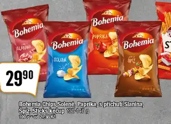 TEMPO Bohemia Chips Solené, Paprika, s příchutí Slanina, Spiz, Sticks kečup nabídka