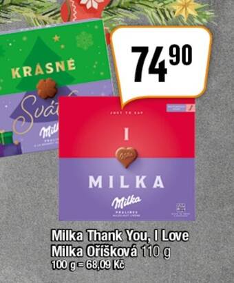 TEMPO Milka Thank You, I Love Milka Oříšková 110 g nabídka