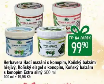 TEMPO Herbavera Hadí mazání s konopím, Koňský balzám hřejivý, Koňský eisgel s konopím, Koňský balzám s konopím Extra silný 500 ml nabídka