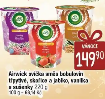 Airwick svíčka směs bobulovin třpytivé, skořice a jablko, vanilka a sušenky 220 g