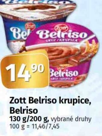 Konzum Zott Belriso krupice, Belriso nabídka