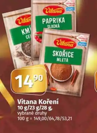 Konzum Vitana Koření nabídka