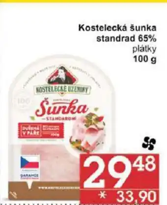 Jip Kostelecká šunka standrad 65% plátky 100 g nabídka