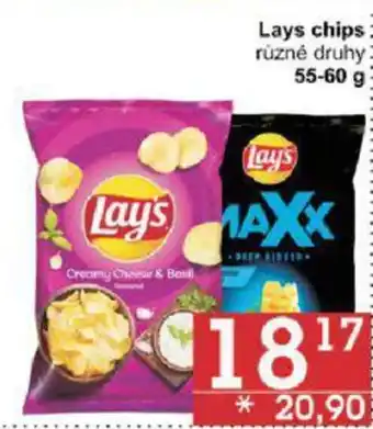Lays chips různé druhy 55-60 g