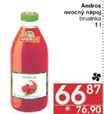 Andros ovocný nápoj brusinka 1 l.