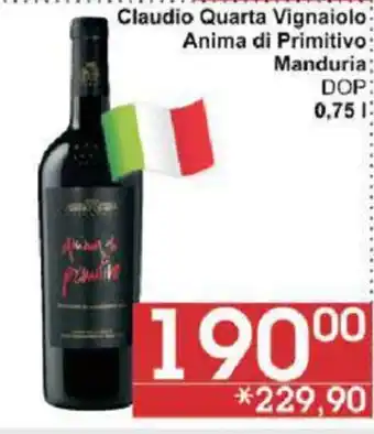 Jip Claudio Quarta Vignaiolo Anima di Primitivo Manduria DOP 0.75 l. nabídka