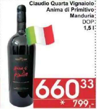 Claudio Quarta Vignaiolo Anima di Primitivo Manduria DOP 1.5 l.
