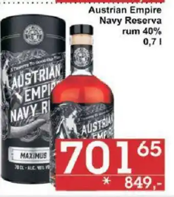 Jip Austrian Empire Navy Reserva rum 40% 0.7 l. nabídka