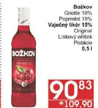 Jip Božkov Griotte 18% Peprmint 19% Vaječný likér 15% nabídka