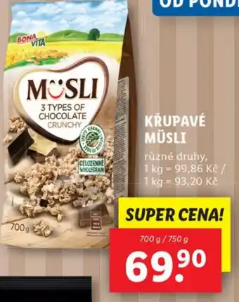 Lidl KŘUPAVÉ MÜSLI nabídka
