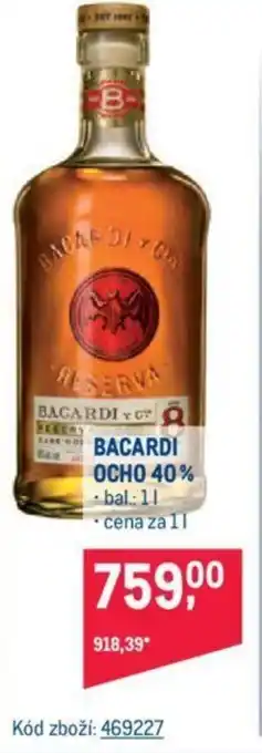 Makro BACARDI OCHO 40% nabídka