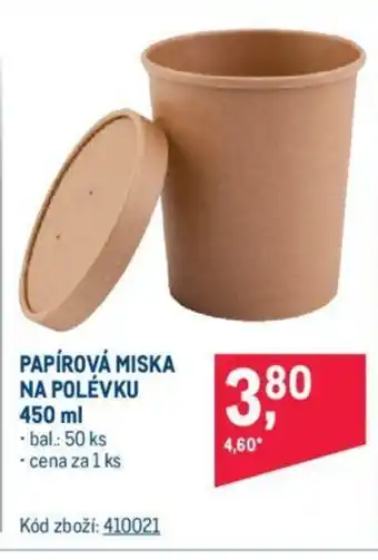 Makro PAPÍROVÁ MISKA NA POLÉVKU 450 ml nabídka