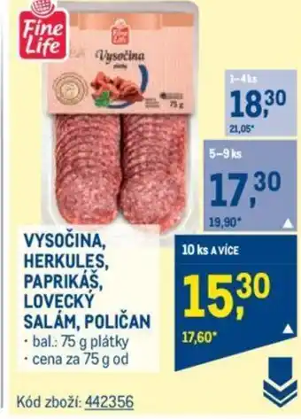Makro VYSOČINA, HERKULES, PAPRIKÁŠ, LOVECKÝ SALÁM, POLIČAN nabídka