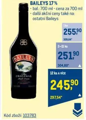 Makro BAILEYS 17% nabídka
