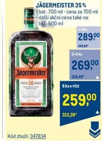 Makro JÄGERMEISTER 35% nabídka