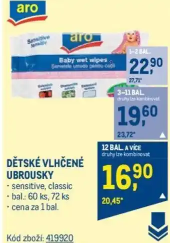 Makro DĚTSKÉ VLHČENÉ UBROUSKY nabídka