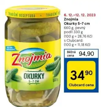 Tesco Znojmia Okurky 5-7 cm nabídka