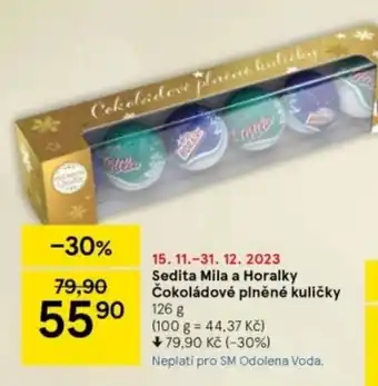 Tesco Sedita Mila a Horalky Čokoládové plněné kuličky 126 g nabídka