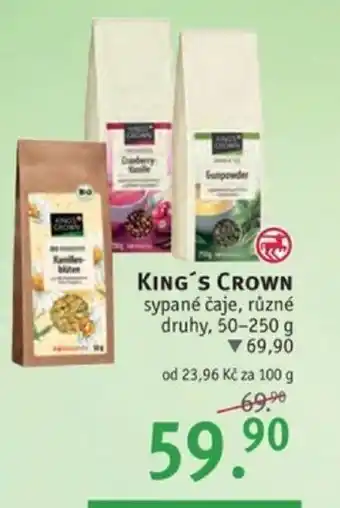 Rossmann KING'S CROWN sypané čaje nabídka
