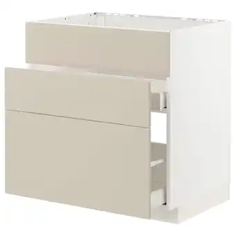 IKEA Metod / maximera skříňka na dřez+3 čela/2 zásuvky, bílá/havstorp béžová, 80x60 cm nabídka
