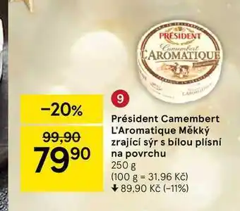 Tesco Président camembert l'aromatique měkký zrající sýr s bílou plísní na povrchu 250 g nabídka