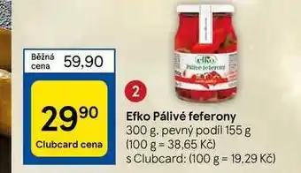 Tesco Efko pálivé feferony 300 g nabídka
